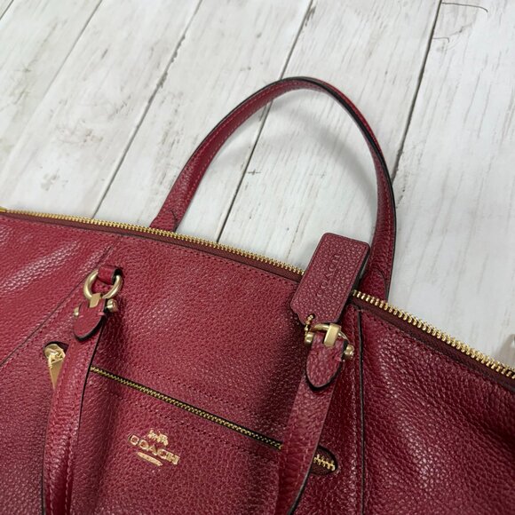 Coach Red Prairie Pebble Leather Satchel - Picture 4 of 6